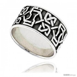 Sterling Silver Dara Celtic Knot Band Thumb Ring 7/16 in wide