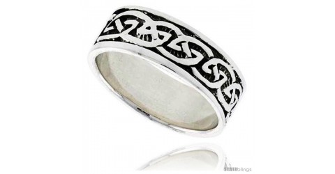 5/16" 8 mm Thumb Ring wide Sterling Silver Celtic Knot Wedding Band 