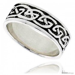 Sterling Silver Celtic Knot Wedding Band Thumb Ring, 5/16 in wide