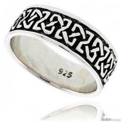 Sterling Silver Celtic Knot Wedding Band Thumb Ring, 5/16 in wide -Style Tr202