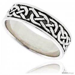 Sterling Silver Celtic Knot Wedding Band Thumb Ring, 14 in wide