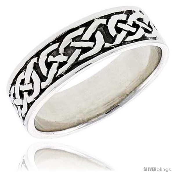 Sterling Silver Celtic Knot Wedding Band Thumb Ring, 14 in wide ...