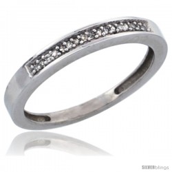 10k White Gold Ladies' Diamond Band, w/ 0.08 Carat Brilliant Cut Diamonds, 3/32 in. (2.5mm) wide