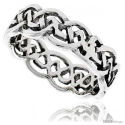 Sterling Silver Celtic Knot Flat Wedding Band / Thumb Ring, 1/4 in wide