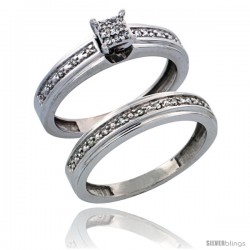 10k White Gold 2-Piece Diamond Engagement Ring Set, w/ 0.21 Carat Brilliant Cut Diamonds, 5/32 in. (4mm) wide