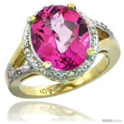 10k Yellow Gold Ladies Natural Pink Topaz Ring oval 12x10 Stone