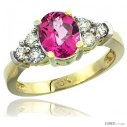 10k Yellow Gold Ladies Natural Pink Topaz Ring oval 9x7 Stone