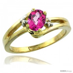 10k Yellow Gold Ladies Natural Pink Topaz Ring oval 6x4 Stone -Style Cy906165