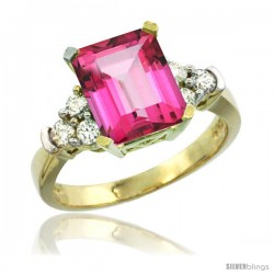 10k Yellow Gold Ladies Natural Pink Topaz Ring Emerald-shape 9x7 Stone