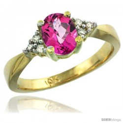 10k Yellow Gold Ladies Natural Pink Topaz Ring oval 7x5 Stone -Style Cy906168