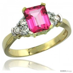 10k Yellow Gold Ladies Natural Pink Topaz Ring Emerald-shape 7x5 Stone