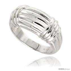 Sterling Silver Ridged Dome Ring Flawless finish 1/2 in wide