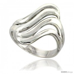 Sterling Silver Cut-out Wave Ring Flawless finish 1 in wide