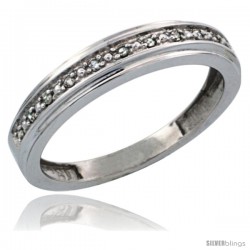 10k White Gold Ladies' Diamond Band, w/ 0.08 Carat Brilliant Cut Diamonds, 5/32 in. (4mm) wide