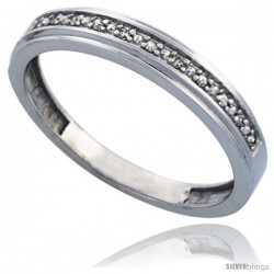 10k White Gold Men's Diamond Band, w/ 0.08 Carat Brilliant Cut Diamonds, 5/32 in. (4mm) wide