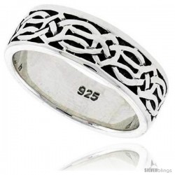 Sterling Silver Celtic Knot Wedding Band Thumb Ring, 5/16 in wide -Style Tr205