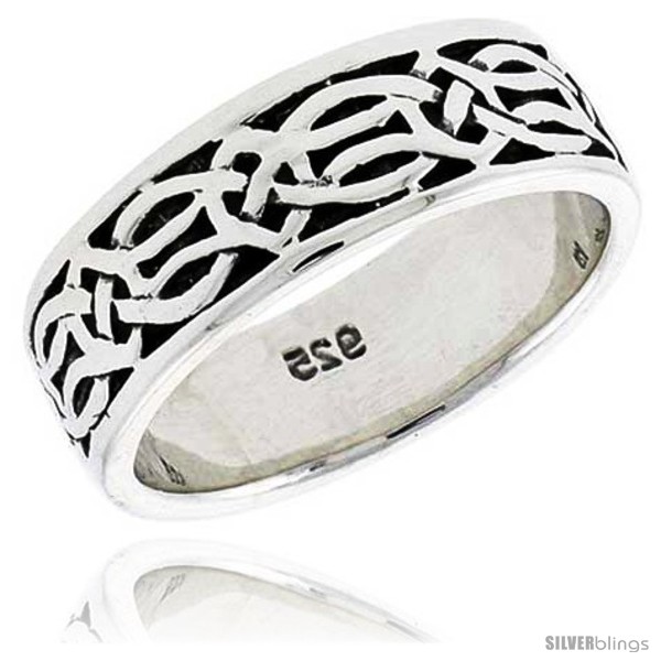5/16" 8 mm Thumb Ring wide Sterling Silver Celtic Knot Wedding Band 