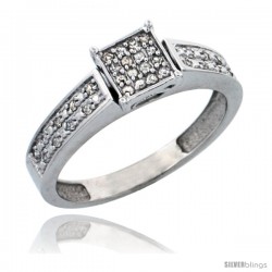 10k White Gold Diamond Engagement Ring, w/ 0.10 Carat Brilliant Cut Diamonds, 5/32 in. (4mm) wide