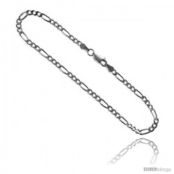 Sterling Silver Italian Figaro Chain Necklaces & Bracelets 3mm Beveled Edge Nickel Free