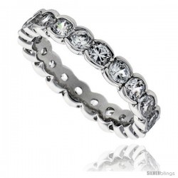 Sterling Silver Cubic Zirconia Eternity Band Ring Brilliant Cut 2.5mm Rhodium finish -Style Tr3789