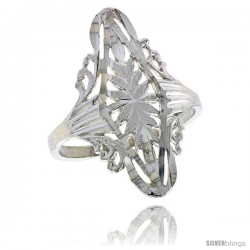 Sterling Silver Diamond-shaped Filigree Ring, 1 in