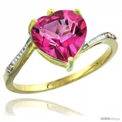 10k Yellow Gold Ladies Natural Pink Topaz Ring Heart-shape 9x9 Stone