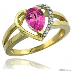 10k Yellow Gold Ladies Natural Pink Topaz Ring Heart-shape 5 mm Stone