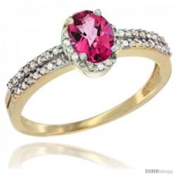 10k Yellow Gold Ladies Natural Pink Topaz Ring oval 6x4 Stone -Style Cy906178