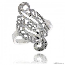 Sterling Silver Double Swirl Filigree Ring, 3/4 in