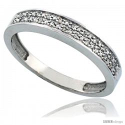 10k White Gold Men's Diamond Band, w/ 0.10 Carat Brilliant Cut Diamonds, 5/32 in. (4mm) wide