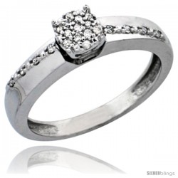 10k White Gold Diamond Engagement Ring, w/ 0.10 Carat Brilliant Cut Diamonds, 1/8 in. (3.5mm) wide