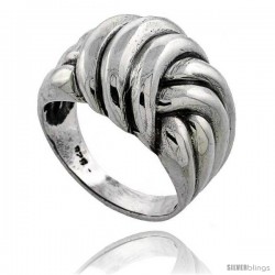 Sterling Silver Rope Wrapped Dome Ring, 11/16 in wide