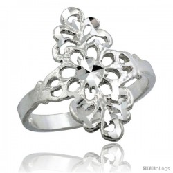 Sterling Silver Floral Filigree Ring, 3/4 in