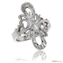 Sterling Silver Double Loop Filigree Ring, 7/8 in