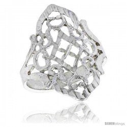 Sterling Silver Diamond-shaped Filigree Ring, 3/4 in