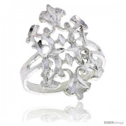 Sterling Silver Fleur de Lis Filigree Ring, 7/8 in