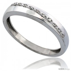 10k White Gold Men's Diamond Band, w/ 0.08 Carat Brilliant Cut Diamonds, 1/8 in. (3.5mm) wide