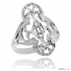 Sterling Silver Filigree Ring, 3/4 in