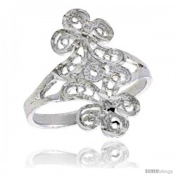 Sterling Silver Floral Filigree Ring, 3/4 in -Style Fr420