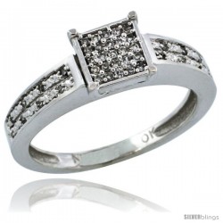 10k White Gold Diamond Engagement Ring w/ 0.145 Carat Brilliant Cut Diamonds, 1/8 in. (3mm) wide