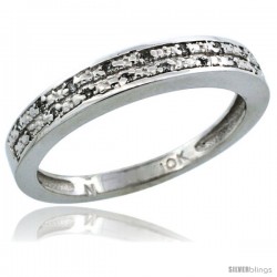 10k White Gold Ladies' Diamond Ring Band w/ 0.064 Carat Brilliant Cut Diamonds, 1/8 in. (3.5mm) wide