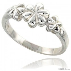 Sterling Silver Dainty 3-flower Ring Flawless finish 3/8 in wide