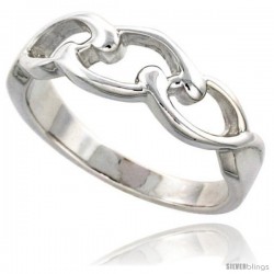 Sterling Silver Long Link Chain Ring Flawless finish 1/4 in wide