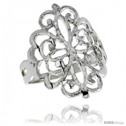 Sterling Silver Floral Pattern Filigree Ring, 3/4 in -Style Fr418