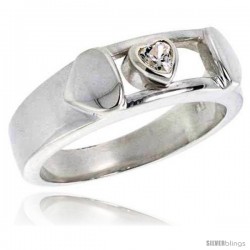 Sterling Silver Heart CZ Band Ring