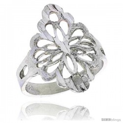 Sterling Silver Diamond-shaped Floral Filigree Ring, 3/4 in