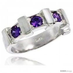 Sterling Silver Amethyst Colored CZ Eternity Band Ring