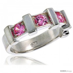 Sterling Silver Pink Tourmaline Colored CZ Eternity Band Ring