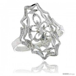 Sterling Silver Floral Filigree Ring, 3/4 in -Style Fr412