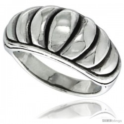 Sterling Silver Scalloped Narrow Domed Ring 1/2 in wide